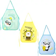 Catzon 3 Pcs Baby Waterproof Cartoon Sleeveless Bib Art Smock-D