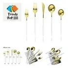 White Gold Silverware Set, 30-Piece Stainless Steel Satin Finish Flatware Set...