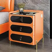 Smart Bedside Table with Smart Combination Lock, Nightstand with Wireless Charging, 3 Color LED Lights and USB Port, Bluetooth Speaker Multifunctional Smart LED Side Table, for Bedroom, Living Room (