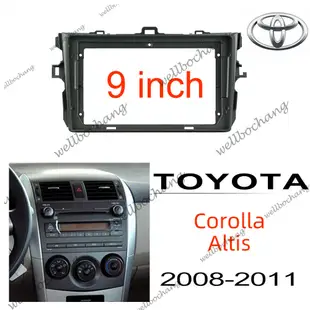 2din 立體聲面板適用於豐田卡羅拉 Altis 2007-2013 9 英寸主機蓋儀表板收音機框架