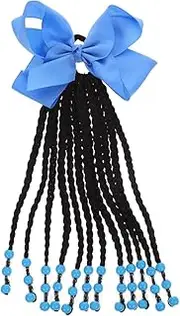 WOFASHPURET Wig Braid Head Rope, Bow Twist Braid Ponytail Hair Braiding Kids Braided Ponytail with Bow and Beads Ponytail Extension Hair Extensions Girls Braided Hair Accessories for Women Girls
