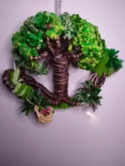 Handmade wall hanging wall art sculpture. Macrame 3D Tree Of Life 5 Inch Ring.