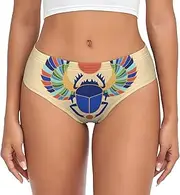 [SAAKE] Egyptian Scarab Print Women's Briefs XS S M L XL XXL 3XL 4XL Plus Size Briefs Bikini Ladies Underpants, Black, Medium
