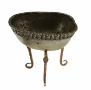 Large Kapala Tibetan With Holder Cup Skull Copper Silver 27078