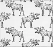 RHAIYAN Kitchen Dish Drying Mat Black and White Elk Moose Washable Counter Pad Absorbent Drainer 16"x18" Specific