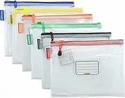 Lebez Osmer MA5A A5 Mesh Pencil Case with Assorted Colours Zip and Trim, 26x20cm Size, Clear