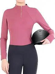 Harrison Howard Top Thermal Long Sleeve Shirt for Horseback Riding with Smart Shoulder Lines Soft Breathable Comfortable
