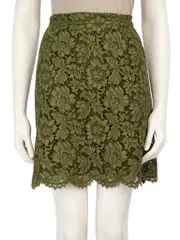 Green Floral Lace Mini Skirt