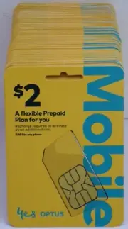 100 Optus Prepaid Mobile 4G 5G Nano Micro SIM Card Australian $2 Starter Kit