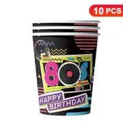 Back to the 80's Theme 266ml 9 OZ Paper Cups 10PK - Kids Birthday Party Tableware