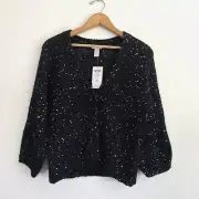 Chicos 0 Sequin Cardigan Sweater Women Size Small Wool Alpaca New