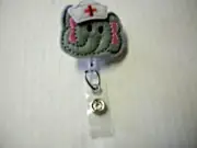 ID Badge Holder, Retractable, Nurse Elephant Design, 30" Cord, Brand New