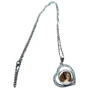 Springer Spaniel Heart Shape Silver Colour Necklace With Diamante Pendant + Bag