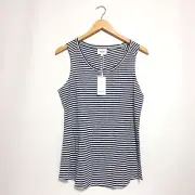 NEW Seed Heritage Top Sz XS White Navy Blue Striped Tank 55% Linen 45% Modal Tag