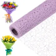 1-Roll Jacquard Net Mesh Flower Wrapping Paper,180 Inchx19.7 Inch[Light Purple]