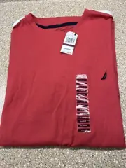 Nautica Mens 100% Cotton T-Shirt Size XLarge Pullover Cardinal Red NEW
