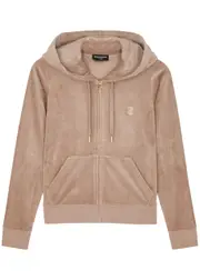 Juicy Couture Robertson Hooded Velour Sweatshirt - Caramel - M (UK12 / M) M (UK12 / M)