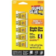 SUPER GLUE 15175-12 Instant Adhesive Single Use Super Glue Mini Tubes, 5 pk
