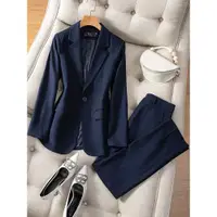 在飛比找ETMall東森購物網優惠-藍色西裝外套女春秋高級感氣質女神范西服正裝高端職業套裝工作服