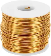 uxcell 15 Gauge Anodized Aluminum Craft Wire Bendable Bonsai Training Wire 223 Feet 1.5mm for Sculpting Crafts Wreath Floral Beading Jewelry Making, Yellow