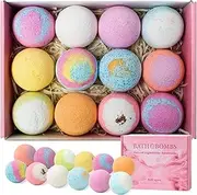 BREENHILL Bath Bombs,12 Pcs Handmade Natural Organic Bubble Bath Bombs for Bubble Spa Bath,Enjoy Relax Salon,Stocking Stuffers Gift Set for Women,Kids,Girls,Mom,Wife,Gift Ideas