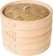 Bamboo Steamer Basket,Bamboo Steamer 1/2 Layers – Premium Handmade Natural Bamboo Steamer Basket for Buns, Dumplings, and Dim Sum