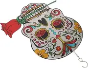MERRYHAPY Unique 3D Wind Chime Skeleton Halloween Decorations for Home Wind Bell Colorful Metal Sheets Easy Hanging Spinner