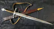 Handmade Medieval Sword 37" D2 Steel Blade viking sword Larp | leather Scabbard