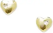 [JewelryWeb] 14k Yellow Gold CZ Simulated Diamond Love Heart Screw Back Earrings 5x6mm Stud Earring for Women