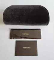 TOM FORD LARGE BROWN VELVET SUNGLASS CASE w CARD & CLEANING CLOTH