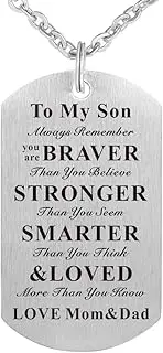 [Kisseason] Always Remember You are Braver Than You Believe to My Kids Child Son Daughter Birthday Gift Jewelry Dog Tag Keychain Pendant Necklace from Dad Mom