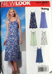 NEW LOOK PATTERN 6047 DRESSES MISSES SIZES 10 12 14 16 18 20 22 UNCUT FF