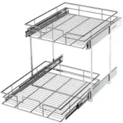 HOMLUX Metal Individual Pull Out Cabinet Organizer 2-Tier Ball Bearing Slides
