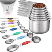 Measuring Cups And Spoons Set 304 Stainless Steel Measuring Cups 8 Pcs Magnetic