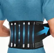 Glofit Back Brace Medium Lower Back Pain Relief with 6 Stays Back Support Belt