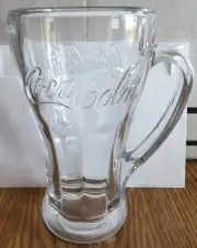 Vintage Coca-Cola Mug With Handle, Heavy Clear Glass Coke Float Mugs, 6.25" Tall