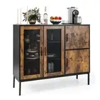 Giantex Buffet Sideboard Industrial 4-Door Storage Cabinet Kicthen Cupboard