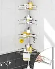 Rustproof Shower Caddy, 4 Shelves with Tension Pole, Adjustable 39–113 in Height