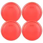 Pyrex 6/7 Cup Red Plastic Round Storage Lid Cover 7402-PC 4Pk for Glass Bowl New