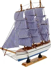 LIFKICH Authentic Mediterranean Decor Wooden Sailing Ship Model Nautical Art for Home Random Color