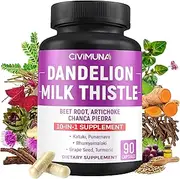Dandelion Root Capsules 5050mg - Dandelion Root, Milk Thistle, Beet Powder - 3 Months Supply