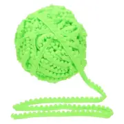 25 Yards Pom Pom Trim Ribbon, 0.5" Wide Fluorescent Green Ball Fringe Trim