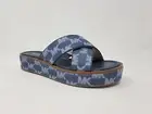 Michael Kors Indira Logo Jacquard Navy Platform Wedge Slide Sandal Size 8