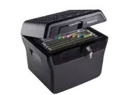 File Safe Security Box Case 0.66 cu. ft. Fire and Water Resistant Charcoal
