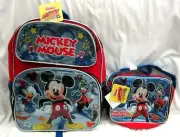 MICKEY MOUSE&FRIENDS 16" BLUE METALLIC BACKPACK&9.5" INSULATED LUNCHBOX-NEW!