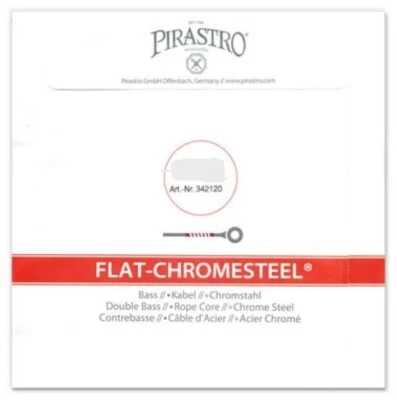 Pirastro Flat-Chrome steel Bass A Strings 3/4 Size Chrome Wound Medium
