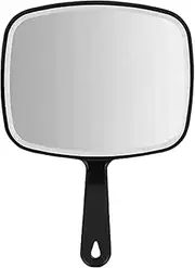 Hand Held Mirrors with Handle, Large Hand Mirrors Salon Handheld Mirrors Square, Handheld Looking Glass, Barber Mirrors, Black Personal Hand Looking Glass with Handle for Makeup