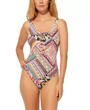 Bleu Rod Beattie MULTI Lace-Down Printed One-Piece Swimsuit, US 4