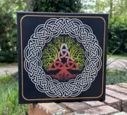 Wall Art Acrylic Painting Canvas Triquetra Tree of Life Spiritual Home Decor