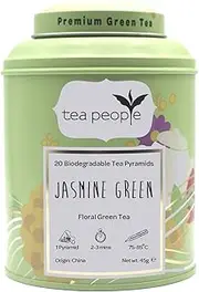 Tea People Jasmine Green -20 Tea Pyramids in Tin Caddy, JG-20TP
